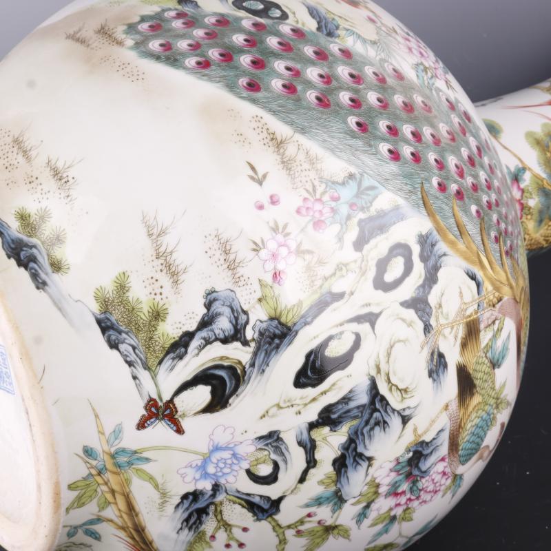 Antique Chinese porcelain floor home furnishing articles clear pastel prosperous flower grain vases, Antique curio collection