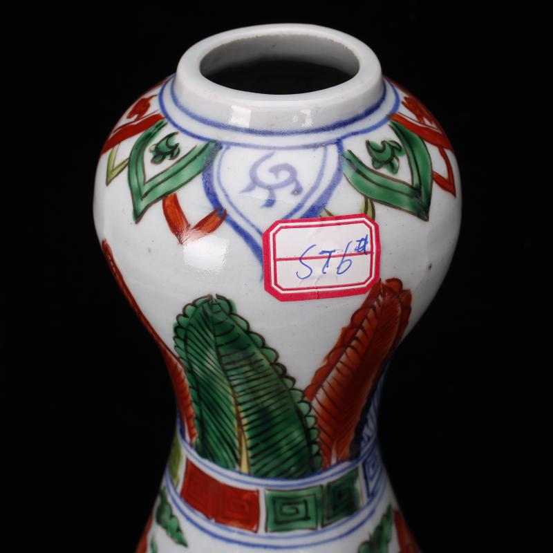 Jingdezhen imitation of yuan blue and white hand draw colorful antique antique furnishing articles character lines garlic bottle retro decoration old items