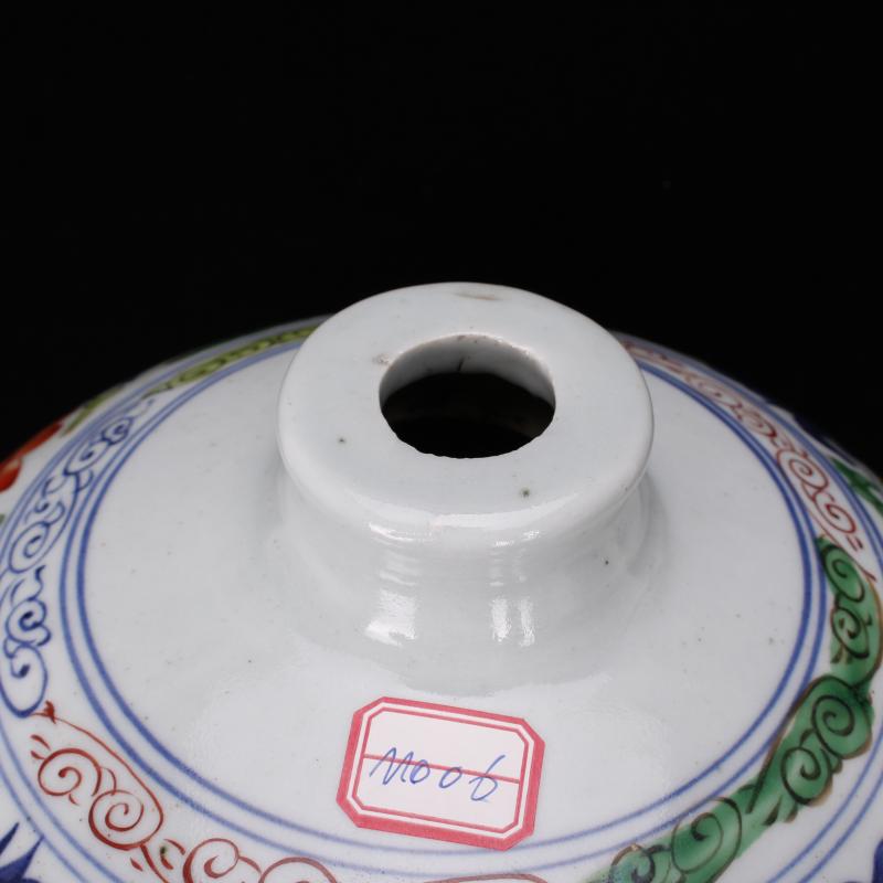 Jingdezhen imitation of yuan blue and white hand draw colorful grain character mei bottle retro decoration antique reproduction antique furnishing articles old items