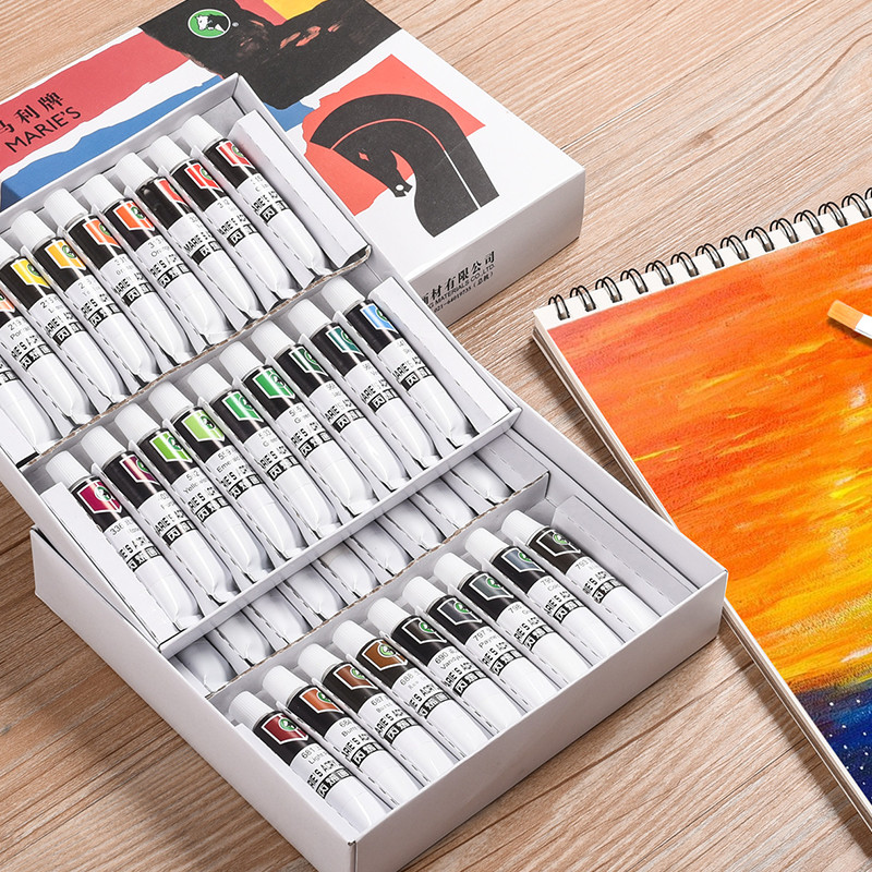 Mali acrylic paint beginners 24 color children students stone painting pebble painting set 12 color horsepower textile scrawl 36 color DIY hand painting non-toxic