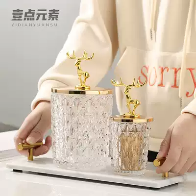 Light luxury toothpick tube cotton stick storage box toothpick barrel net red Nordic ins home living room creative personality high-grade