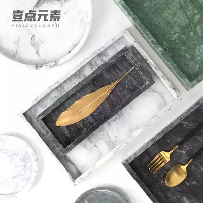 Marble tray light luxury creative rectangular toilet storage round plate ins Nordic bathroom wash storage