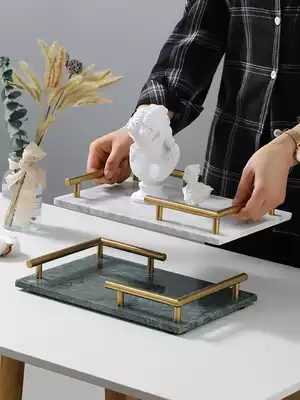 Marble tray Nordic jewelry tray household ornaments rectangular storage tray