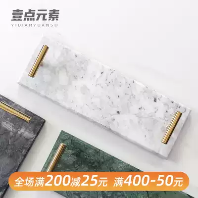 Nordic marble bathroom tray light luxury rectangular metal handlebar home hotel dressing room sink rack