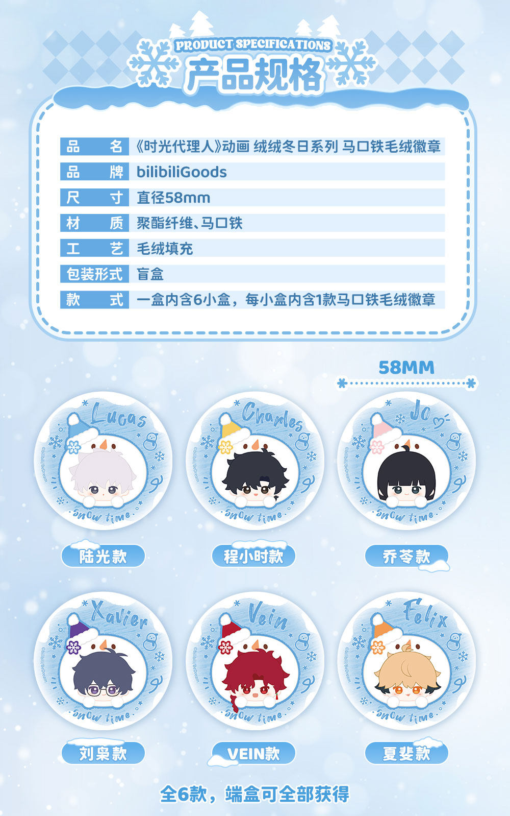 Link Click Snow Time Liu Xiao Snowman Plush Charm front character design