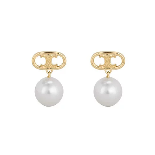 Европейская прямая почтовая рассылка Celine Pearl Серьги Mailon Triomphe Series Series Triumph Pattern