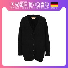Трикотаж 欧洲直邮marni 女士 黑色中长款百搭时尚宽松深v针织衫/毛衣