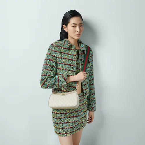 Маленькая женская сумочка GUCCI (Gucci) серии Ophidia (с ремешком через плечо)