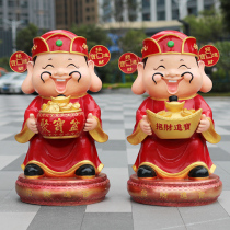 Cartoon God of Wealth ornaments fiberglass sculptures ingots lucky bags rabbits floor-standing decorations garden landscapes with Fuchun characters