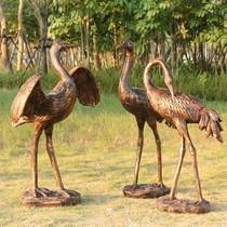 GRP Emulation Bronze Fairy Crane Sculpture Garden Forest Landscape Animal Mercy Outdoor Patio Commercial Beauty Chen Decorations