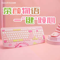 Dimour MK8800 Wireless Keyboard Mouse Suit Girls Office Laptop Desktop Computer Keyboard Mouse