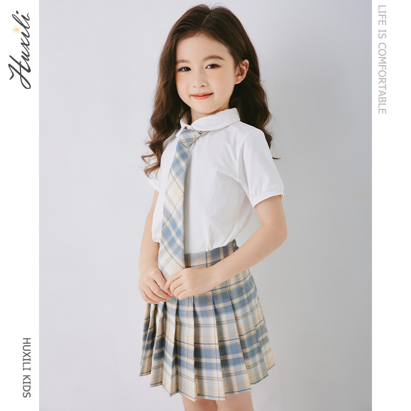 2021 summer dress new girls' college style suit jk uniform skirt children's summer skirt lapel suit primary school students