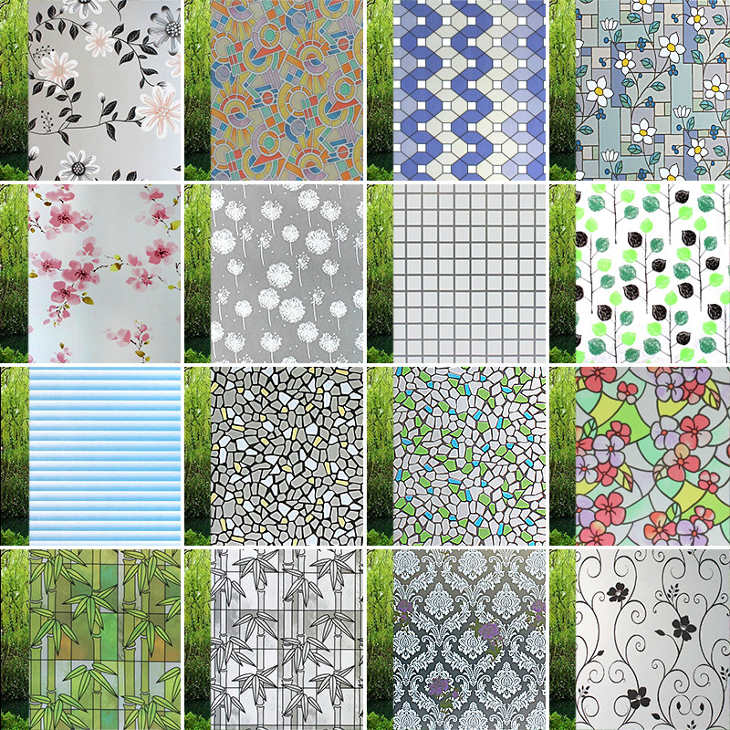 Glass Paper Shading Window Sticker Frosted Window Sticker Dressing Room Light Transmission Opaque Bathroom Toilet Anti-Peep Window Flowers