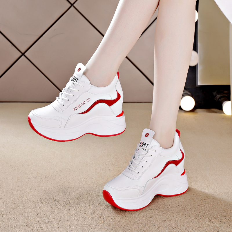 Women's Height-Increasing Shoes 8cm 2026 New Spring Versatile Thick-Soled White Sneakers Trendy Height-Increasing Sports Casual Shoes