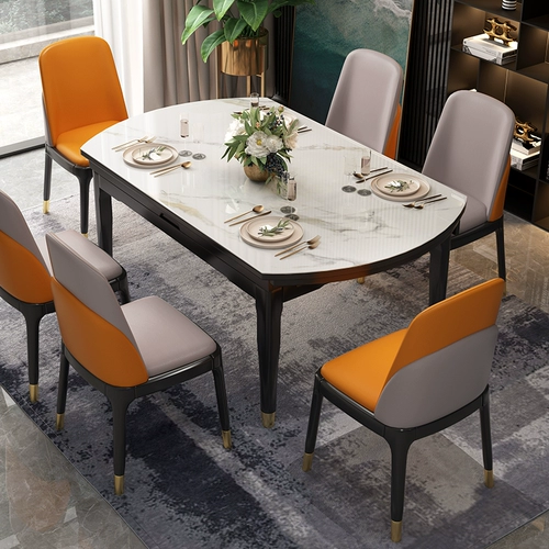 Складные обеденные столы и комбинации стул -это двойное использование современное минималистское северное европейское легкое изящное изящное дерево может выдвигать круглый стол