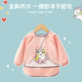 Водонепроницаемый детский нагрудник для еды, лонгслив, фартук, анти-грязь, сзади на завязках, с карманом