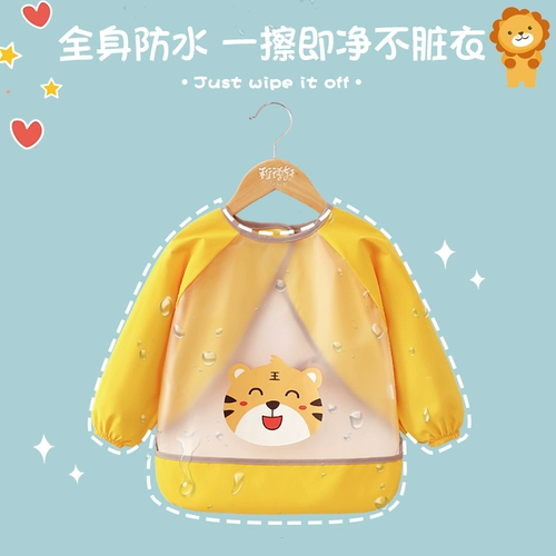 Водонепроницаемый детский нагрудник для еды для девочек, сзади на завязках, анти-грязь, с карманом