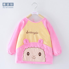 宝宝吃饭罩衣秋冬水晶绒防水儿童围裙