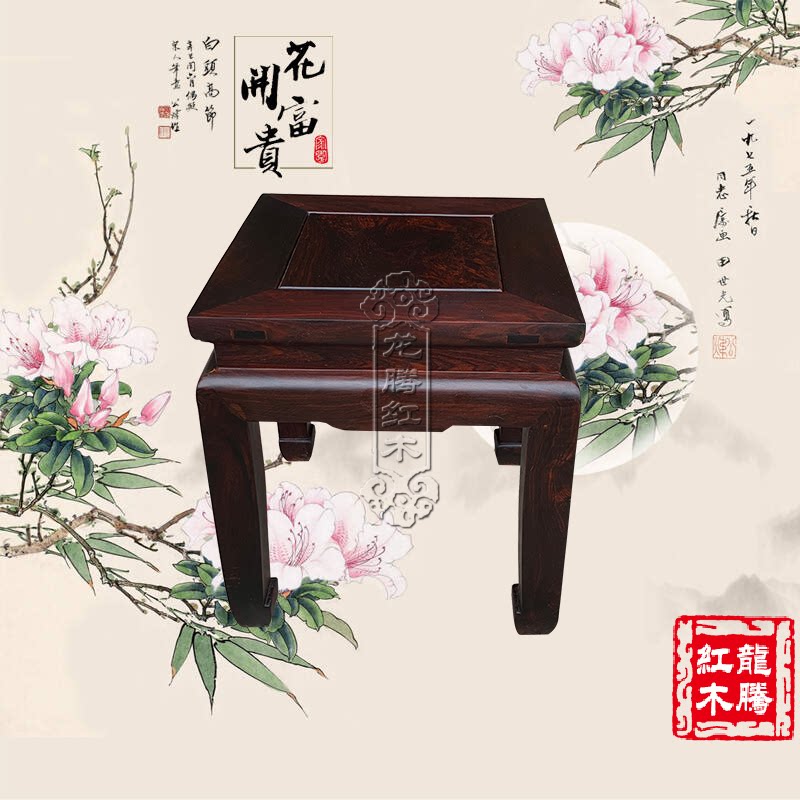 Mahogany boutique Laos red rosewood square stool cotoe yellow sandalwood solid wood children's leisure living room Ming and Qing furniture