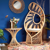 Gui Fan Net Red natural Indonesian real Rattan woven chair coffee table three sets of pastoral B & B leisure creative Peacock Vine Chair