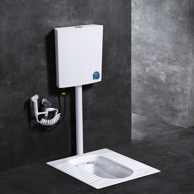 Gobilez squat toilet water tank set Ceramic squat pit urinal Household toilet deodorant potty set flushing water tank