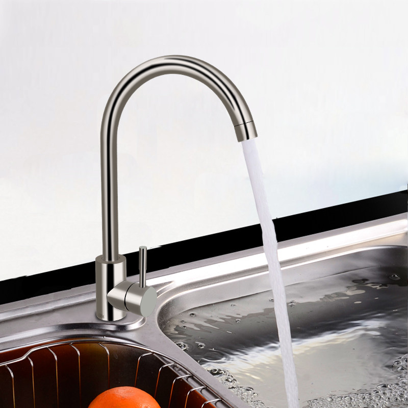 Göbiges 304 stainless steel kitchen hot and cold tap wash vegetable basin single hole universal dishwashing pool sink cage head