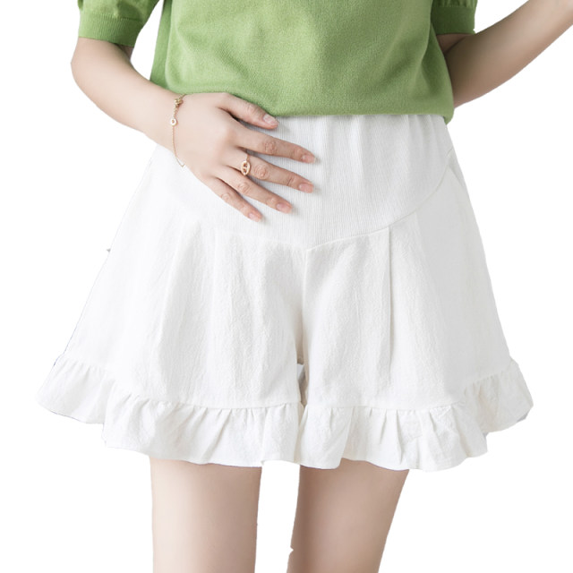 Summer Maternity Shorts Summer ການຖືພາບາງໆ Ruffles Home Pants Summer Slimming Wide Legs Bottoming Pants