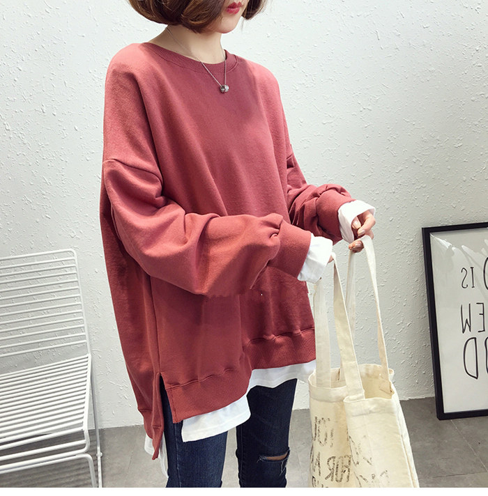 Pregnant women's autumn clothes women's loose Korean style trendy mother's pregnant women's autumn and winter clothes plus fleece sweater jacket mid-length