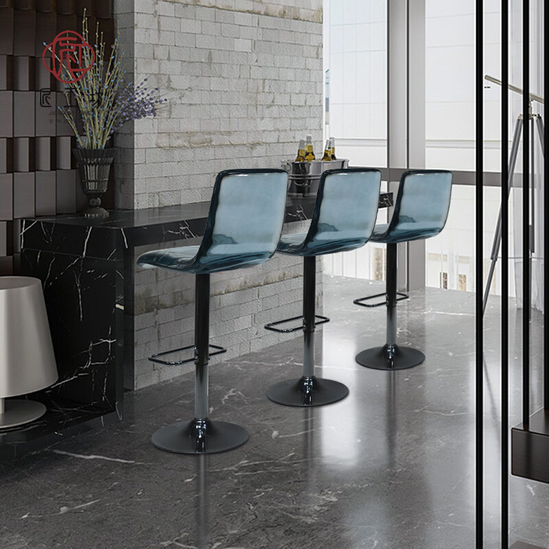 Bar Bar Chair Light luxury backcrystal bench transparent resin sculpture Modern home Rotation and lift heights chair