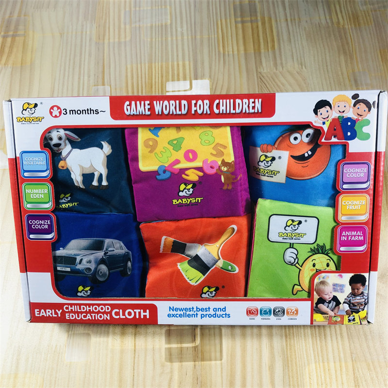 Foreign single original single baby baby cognitive palm cloth book color perception puzzle bite English sound paper book