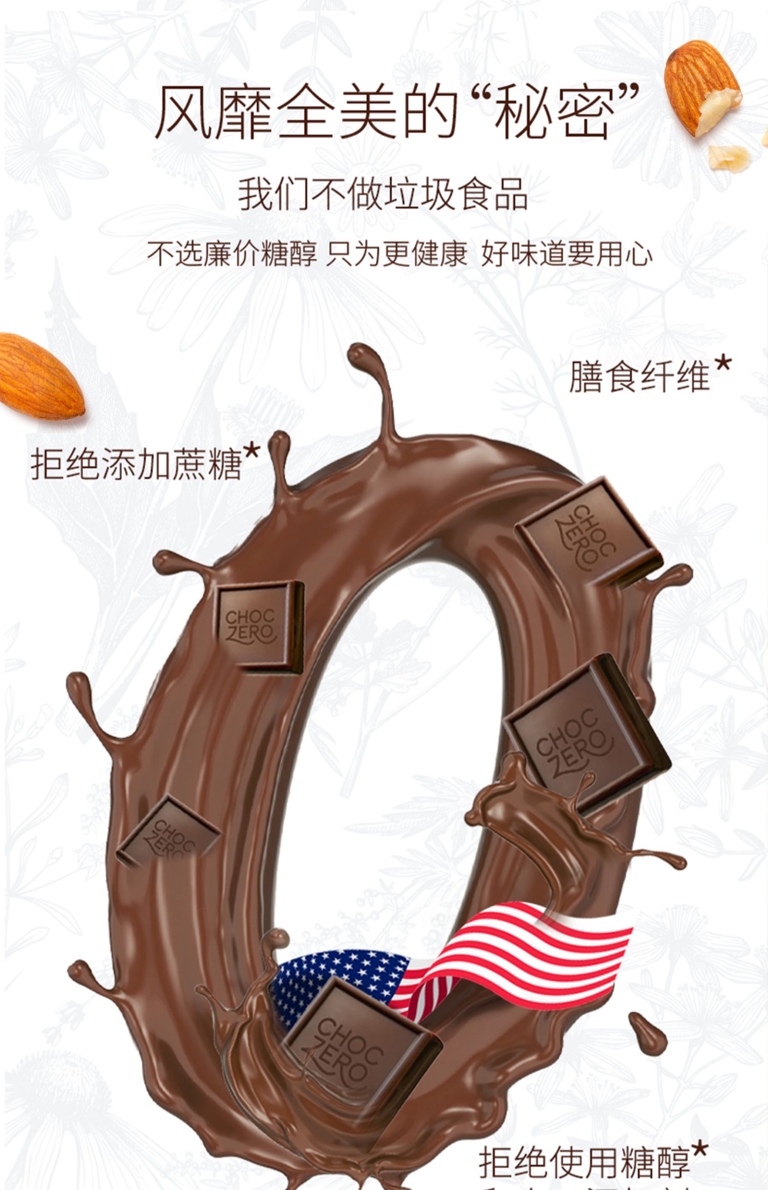 ChocZero杏仁牛奶巧克力170g生酮巧克力