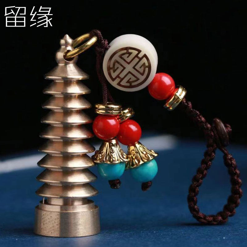 Liuyuan selected copper Wenchang Tower gourd scripture Wenchang pen five Emperor money Key Chain pendant