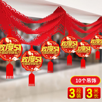 5-1 Labor Day decorations Wave Flag 51 Dress Mall shop doorway Scene arrangement Festival Daily Necessities Color Launder Banner