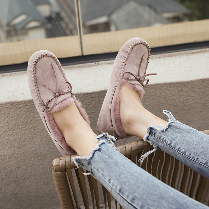 Aζuggоne Australian Fur Integrated Loafers for Women, Winter Plush Fur Shoes, Wool Maternity Warm Cotton Shoes