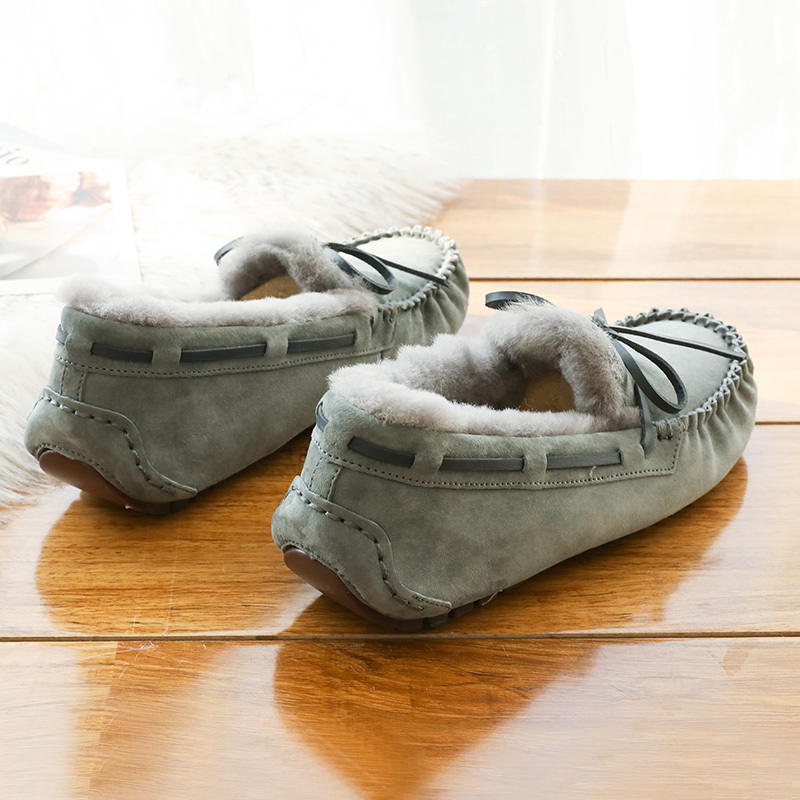 Australian Fur-Integrated Loafers for Women, Winter Fleece-Lined, Genuine Leather Sheepskin Integrated Shoes for Outdoor Wear Aζuggоne