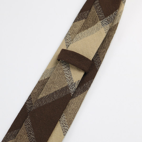 Men's Tie Korean Style Retro British 7cm Narrow Black and Gray Striped Plaid Shirt Student Preppy Style Hand-Tied Tie