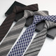 Men's Tie Korean Style Retro British 7cm Narrow Black and Gray Striped Plaid Shirt Student Preppy Style Hand-Tied Tie