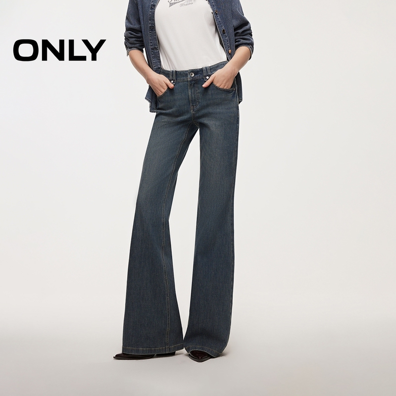 Only2026 Autumn New Fashion Low-Waist Slim Fit Studded Comfortable Flared Jeans Long Pants for Women