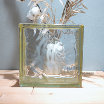 Imported side color yellow cloud pattern light transparent translucent square hollow glass brick bathroom bedroom partition wall