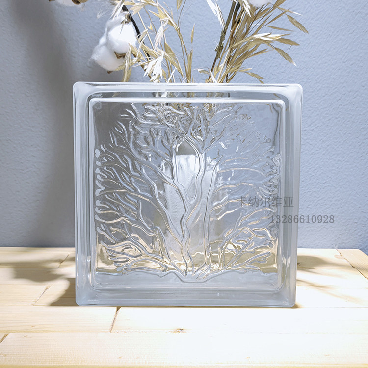 Import Coral Textured Translucent Square Hollow Glass Brick Make-up Room Genguan Bedroom Toilet Partition Wall