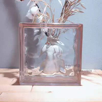 Imported edge color pink cloud pattern translucent translucent square hollow glass brick powder room bedroom partition wall