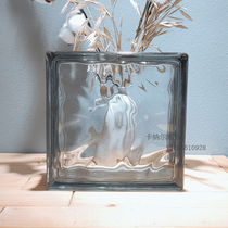 Imported 240X240X80 edge color gray cloud pattern light transparent translucent hollow glass brick bedroom partition wall