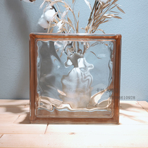 Imported 145X145X 80 edge colored brown cloud translucent translucent hollow glass brick bedroom partition wall