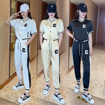 Stock Fashion Casual Suit Womens Summer 2022 New Internet Red High Waist C Collared Baseball Suit Fried Street Two Pieces