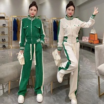 Fashion casual age-reducing suit female spring and autumn 2023 high-end European goods foreign style sweater small fragrant wind wide-legged two-piece set