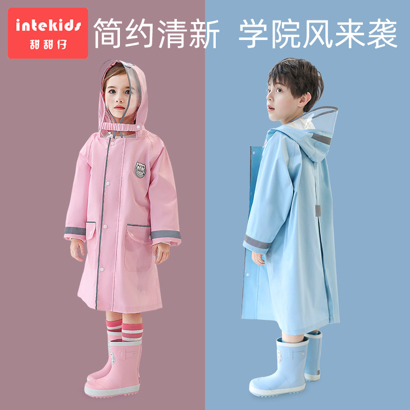 Elementary school children raincoat boys rain gear kindergarten female poncho middle and big children with schoolbag bit child protective raincoat