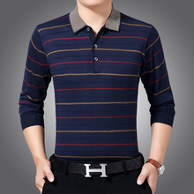 爸爸长袖t恤中年男装薄款打底衫t恤条纹