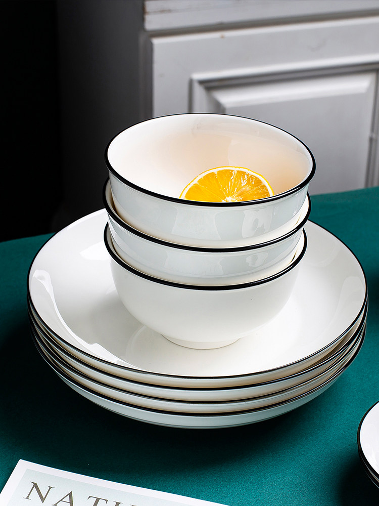 Japanese dish set Nordic ceramic chopsticks plate Household high-value microwave oven tableware Personality eating bowl