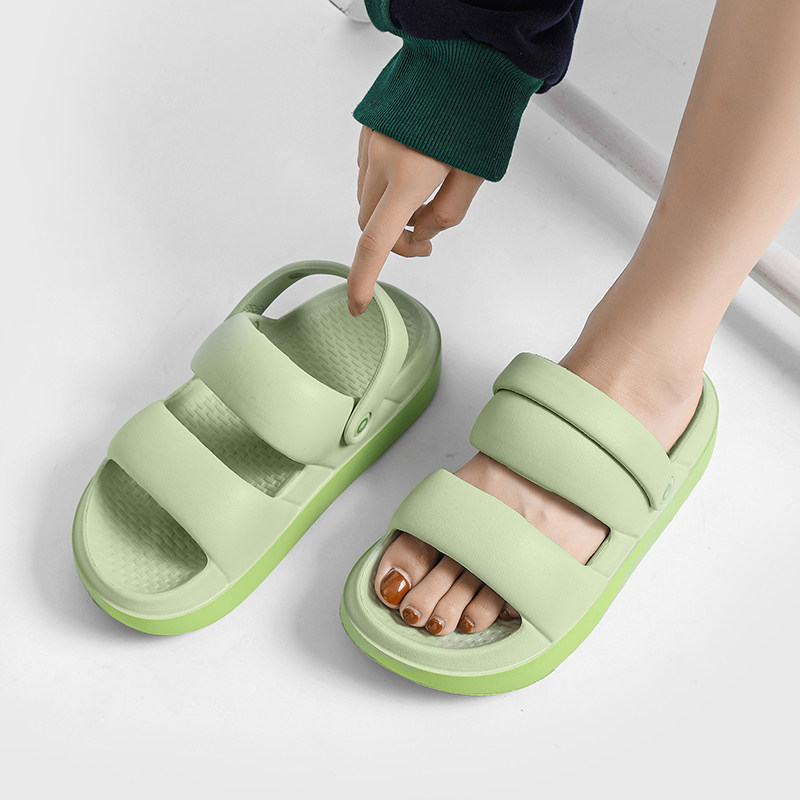 Sandal women Summer outwear Stomachers Bread Slippers Middle School Students 100 Hitch Not Tired Beach Dual-use Sports Slippers-Taobao
