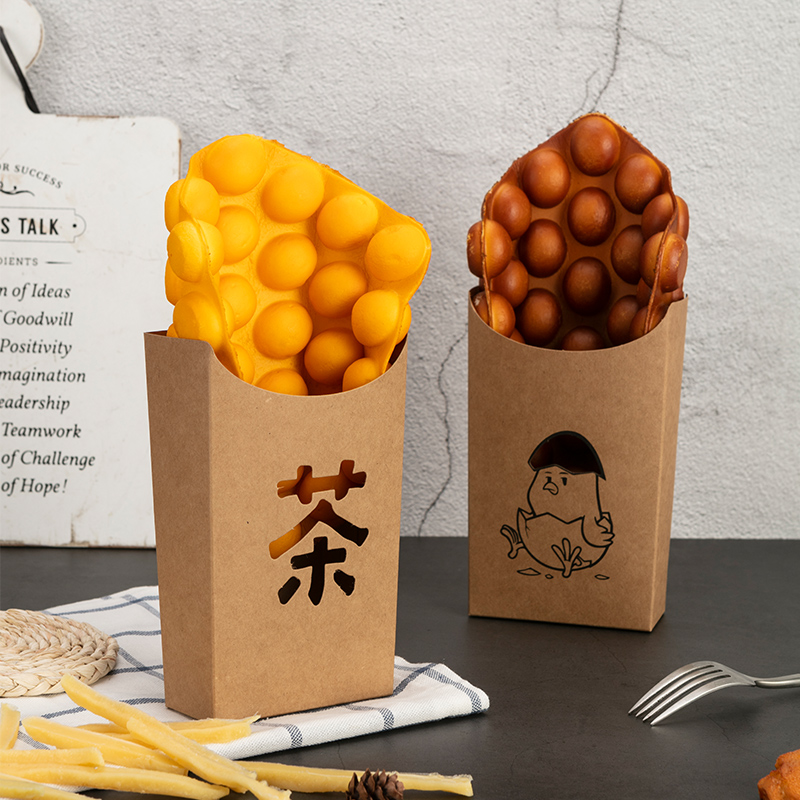 Factory direct sales spot egg aberdeen packaging box Disposable food high-grade kraft paper oblique mouth fries bag customization